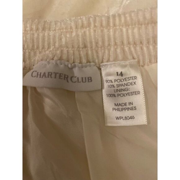 Charter Club, women's cream velvet lined pleated elastic waist skirt size 14 - Picture 6 of 8
